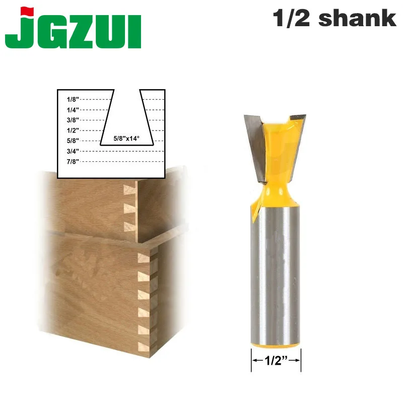 

1pc Dovetail Router Bit - 5/8" x 14 Degree - 1/2" Shank Woodworking cutter Tenon Cutter for Woodworking Tools