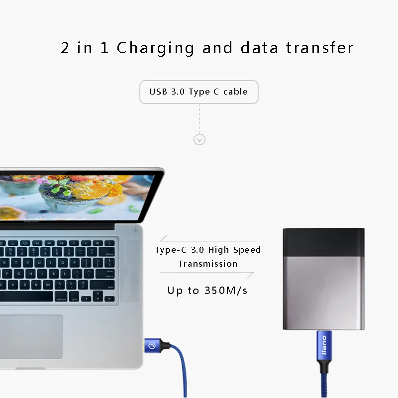 Llano 3A Type C кабель для зарядного устройства USB 3 0 Type-C передачи данных нейлоновый