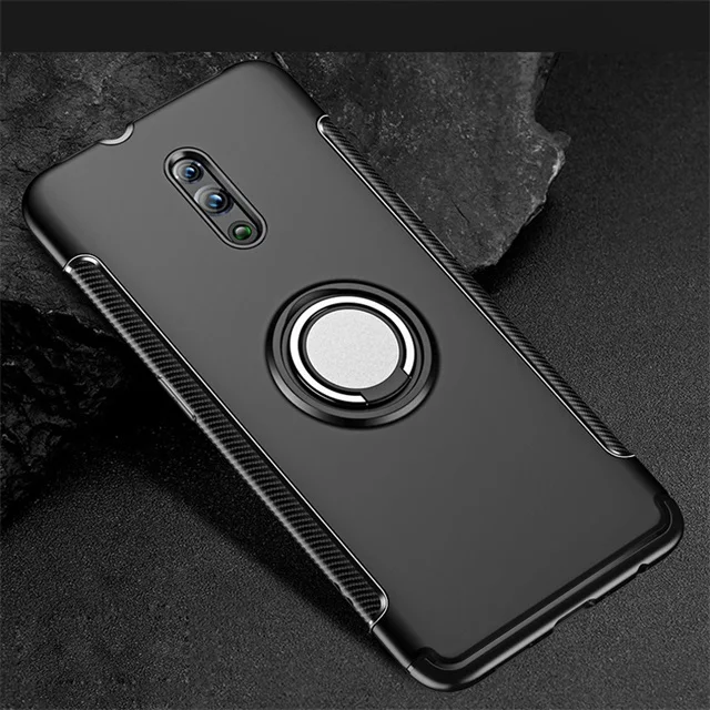 Черный Чехол OPPO RENO, Роскошный чехол, защитный чехол для автомобиля, кольцо с защитой от магнетизма, ударопрочный чехол из ТПУ+ ПК для OPPO RENO CPH1921, чехол 6,4" - Цвет: Черный