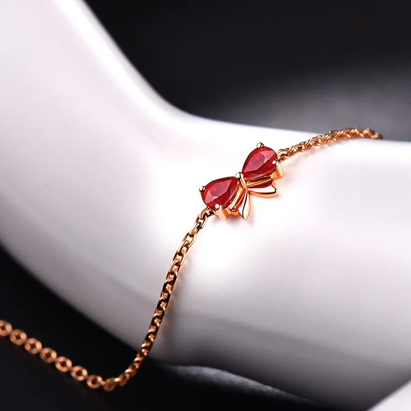 Loverjewelry, женский браслет, груша,, красный рубин, настоящий, 18 К, розовое золото, браслет, прекрасный дизайн, хорошее ювелирное изделие для девочки, рождественский подарок