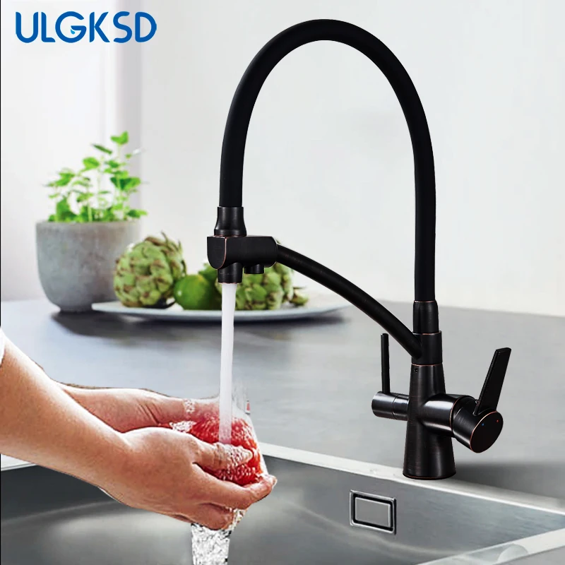 ULGKSD кухонная раковина кран абсолютно чистый фильтр для воды Смеситель кран двойные ручки очистка кухонный кран горячей и холодной воды