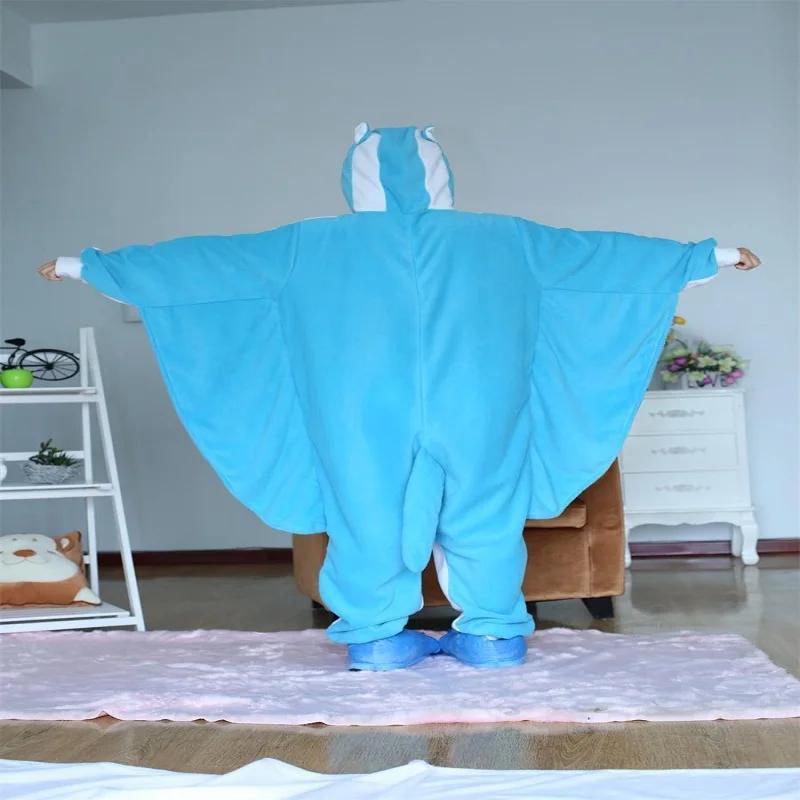Синий летяга Комбинезоны пижамы Sleepsuit взрослых Аниме Пижама Костюм Хэллоуин