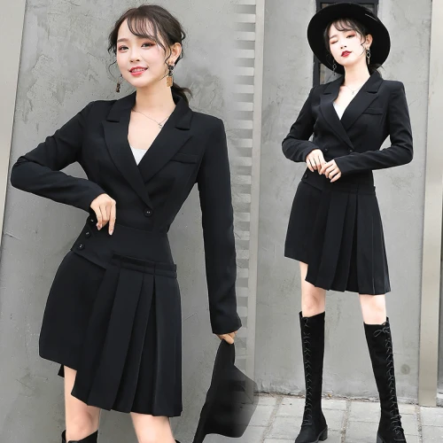 Модные Повседневные однобортные женские комплекты из 2 предметов с юбкой