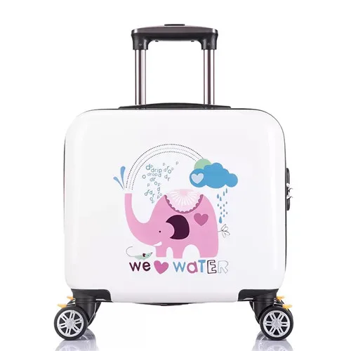 16 inch square white KLQDZMS прекрасный 16/20/24 дюймов сумки на колёсиках Чемодан Spinner мультфильм пароль чемодан на колесах Для женщин ручной клади дорожная сумка с колесиками - Цвет: 16 inch square white
