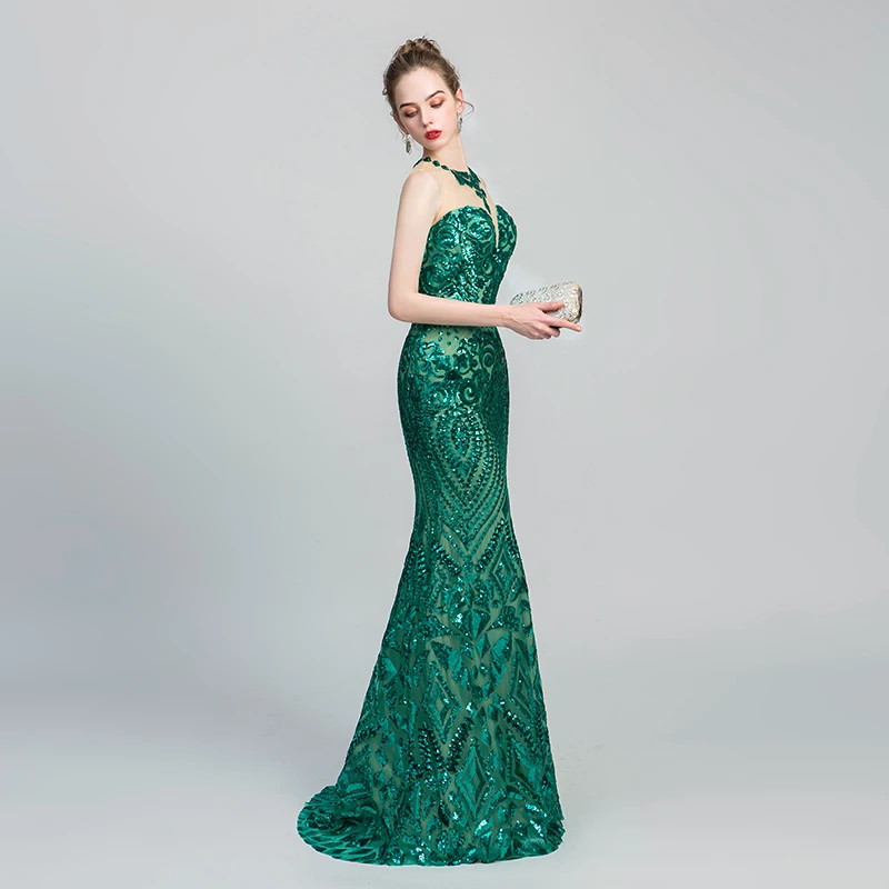 Женское вечернее платье Forevergracedress зеленое длинное формальное без рукавов с