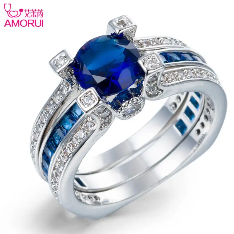 AMORUI Мода AAA циркон сменный комплект кольца 9 Цвет s серебряного цвета с