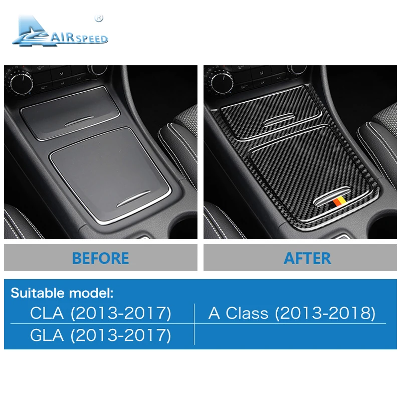 Airspeed для Mercedes Benz A Class CLA GLA аксессуары 2013-18 углеродное волокно для салона автомобиля центральная консоль панель накладка наклейка