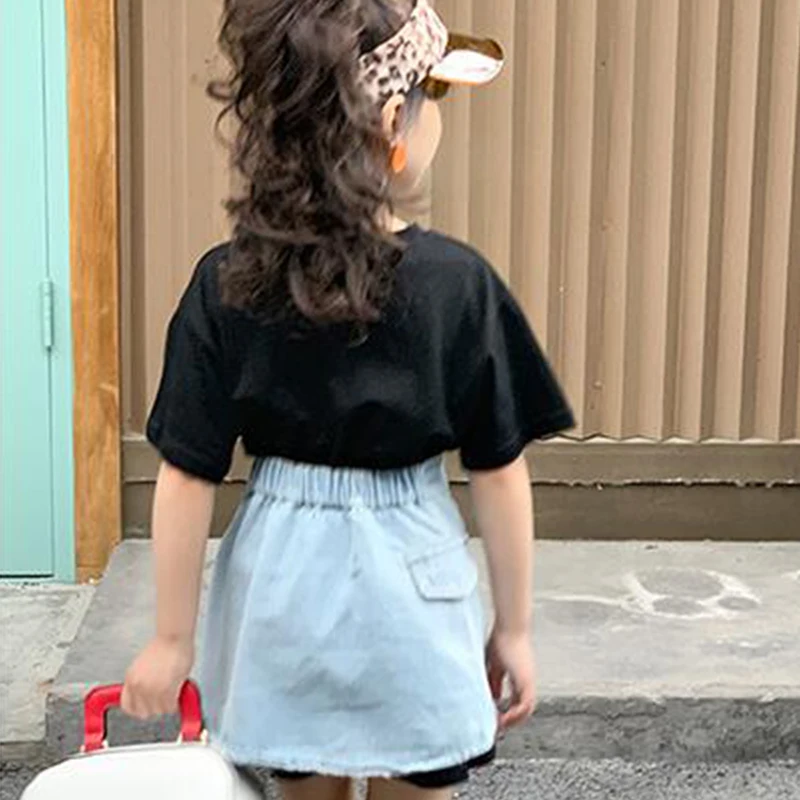 Костюм для маленьких девочек Новинка лета 2019 длинная футболка с короткими