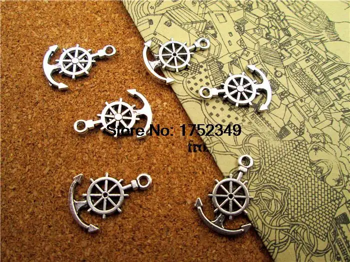 Подвески с якорем античный серебряный тональный якорь кораблем подвеска руля 18x11