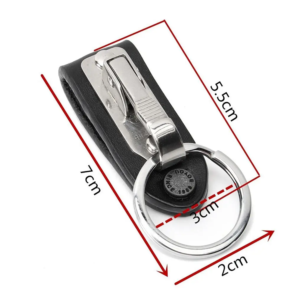 Premium Leather Keychain with Stainless Steel Clip - Detachable Waist Belt Hook, Anti-Lost Key Ring Holder image 2