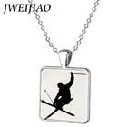 JWEIJIAO модное ожерелье L Love для катания на лыжах, сноуборде, катания на санках, катания на лыжах, фигурных силуэтов, квадратные кулоны, ожерелья 2018, подарок SG29