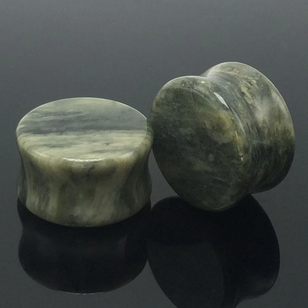 2pcs Stone Ear Expanders Organic Green Amazonite Plugs Saddle Flared Flesh Tunnels Earring Expander Gauges Women BodyJewelry | Украшения и