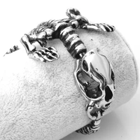 50mm new arrive stainless steel silver color tyrannosaurus dinosaur skeleton cuff bangle cool mens boys jewelry fashion style
