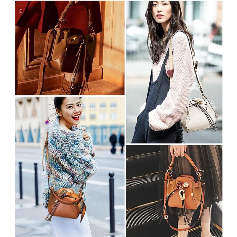 2017 зима ретро Стиль Для женщин сумка мешок мини Настоящая кожа леди Вязание ручка