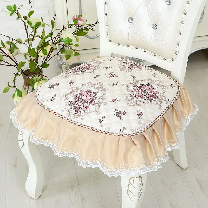 

Thickened Chair Cushion Student Office Stool Cushion With Lace Pastoral Dining Chair Seat Cushions Pad Four Seasons Buttocks Mat
