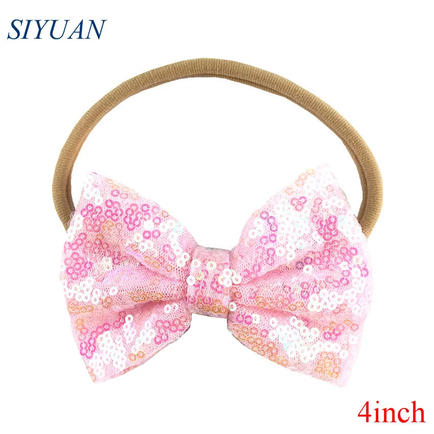 1 шт./лот эластичная нейлоновая повязка на голову с 4 ''блестящей вышивкой и