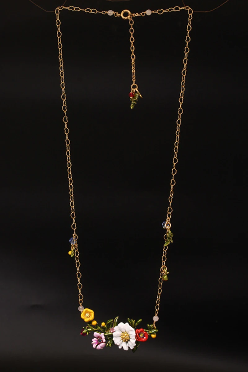 New Handmade Many Flowers Open Necklace Clavicle Long Chain Summer Female Accessories Jewelry Valentine's Day Gift