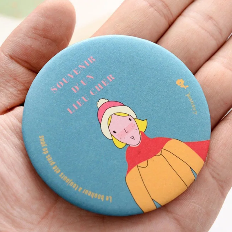 Новое дамское косметическое зеркало с мультяшным рисунком портативное