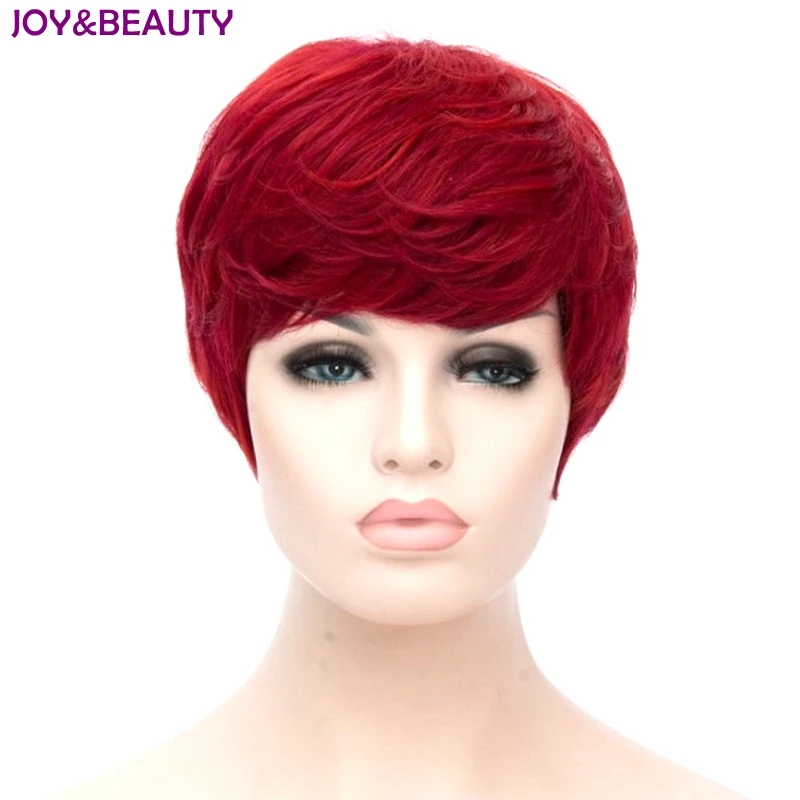 

JOY&BEAUTY Heat Resistant Synthetic Hair Short Curly Wig Red Color Women Wigs 20cm