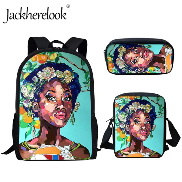 HME1065CEK Jackherelook школа моды в комплекте с набором подходящих сумок для детей черный арт в африканском стиле с принтом для девочек Школьный рюкзак; рюкзак для девочек-подростков, Satche - Цвет: HME1065CEK
