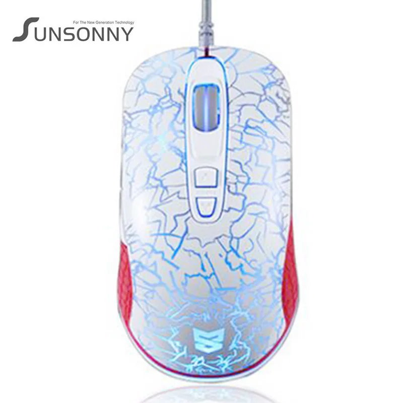 Sunsonny W-M20 Проводная 6400 dpi USB мышь крутая 7 цветов цветная полупрозрачная трещины мигающая лампа игровая офисная домашняя мышь для лэптопа