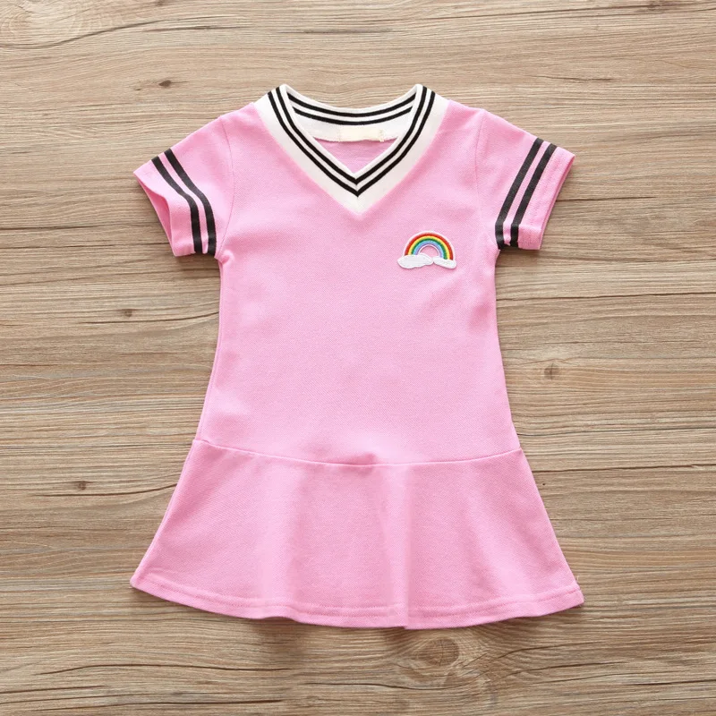 2018 Новое платье для маленьких девочек летние милые платья с короткими рукавами