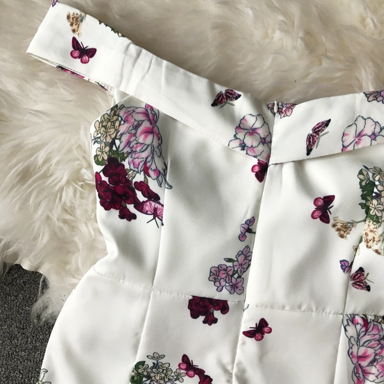 New women summmer dresses boat neck Print robe sexy Fishtail vestidos mujer Irregular split floral dress off shoulder | Женская одежда