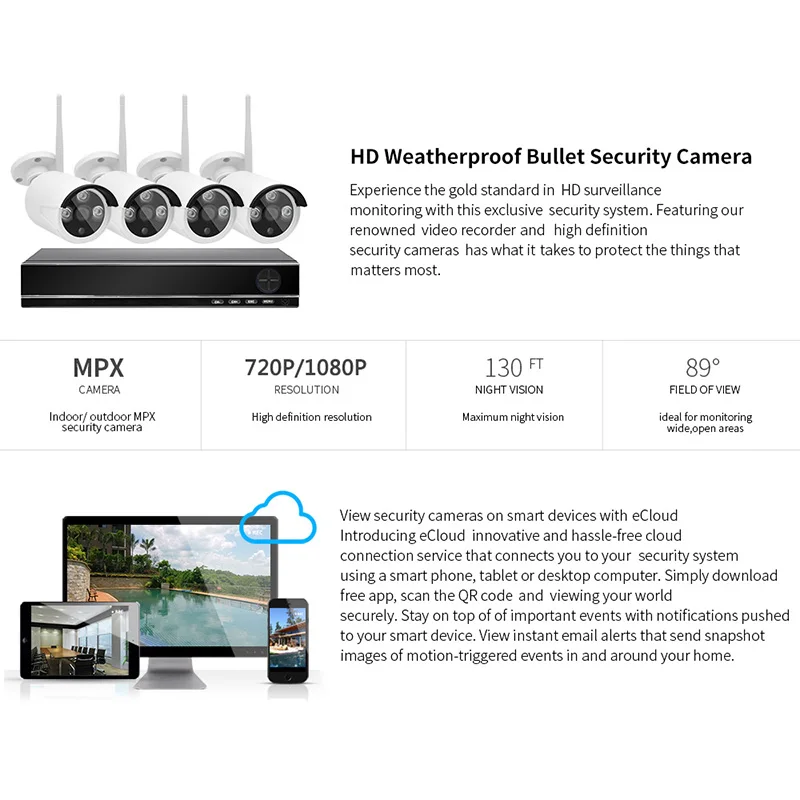 8CH HD 720 P видеонаблюдения Системы IP Камера Открытый Wi Fi NVR комплект 1.0MP наблюдения