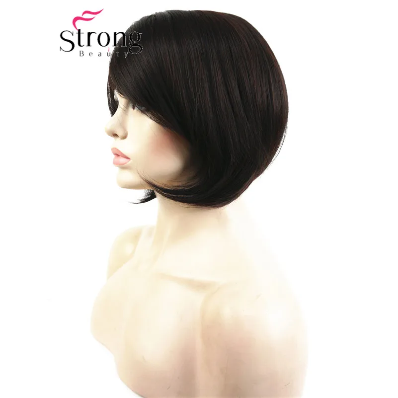 StrongBeauty короткий прямой темно-коричневый выделенный Боб, боковая обметка синтетические парики выбор цвета