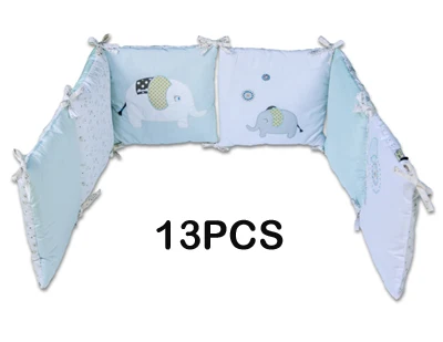 blue elephant 13pc Детская кроватка, бампер, защита для кровати, Детская Хлопковая кроватка, детские постельные принадлежности, 6 шт., плюшевый медведь, бампер для мальчиков и девочек - Цвет: blue elephant 13pc
