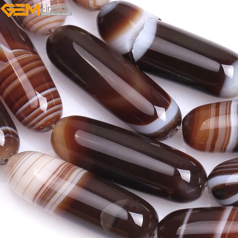 Gem-inside натуральные цилиндрические колонны Bostwana бусы из камня Агата для изготовления ювелирных изделий выбираемый Размер 15 дюймов DIY