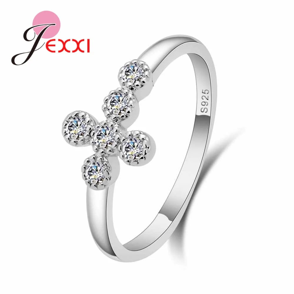 

Women Girls 925 Sterling Silver Silver Simple Unique Design With 6 Zirocns Bague Jewelry For Wedding Anniversary Love Present