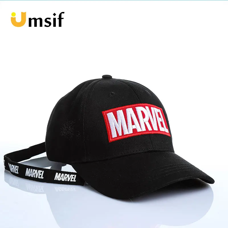 Женские и мужские хлопковые бейсболки с вышивкой Marvel ленточкой летние шляпы от