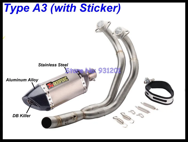 Выхлопная система мотоцикла для Yamaha MT07 mt-07 FZ07 FZ-07 Tracer(-) XSR700(-) Akrapovic глушитель - Цвет: Type A3 (Sticker)