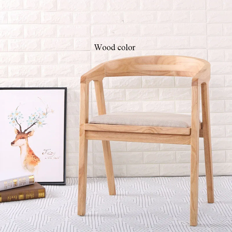 wood color Скандинавское деревянное обеденное кресло американская старинная домашняя мебель кофейное ресторанное спальное повседневное простое кресло с подлокотником - Цвет: wood color