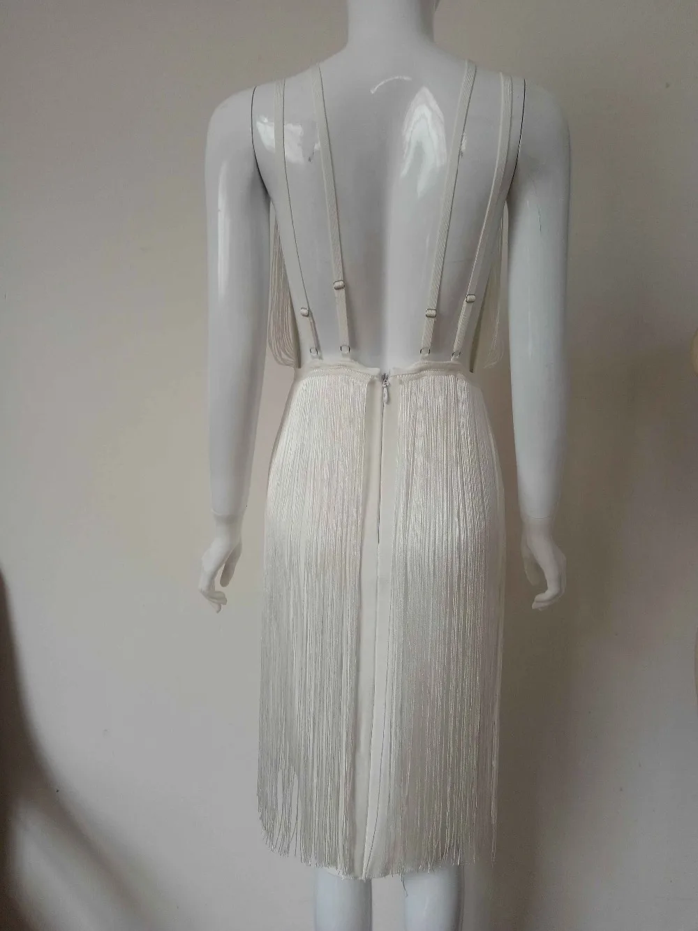 Высокое качество женское сексуальное Белое Бандажное платье с v образным вырезом