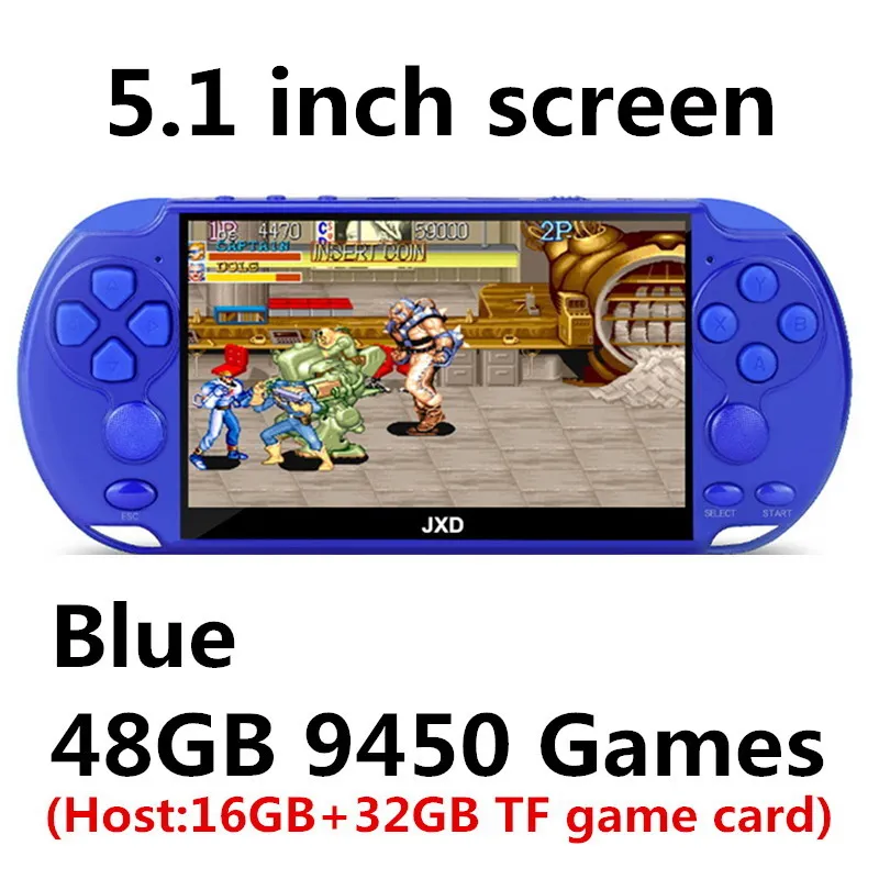 JXD 40G портативная игровая консоль 4,3 дюймов mp4 плеер Видео игровая консоль 64 бит встроенные 6000 игры для neogeo/cps/gba/gbc/gb/fc/smd - Цвет: 5.1 Blue 9450 games