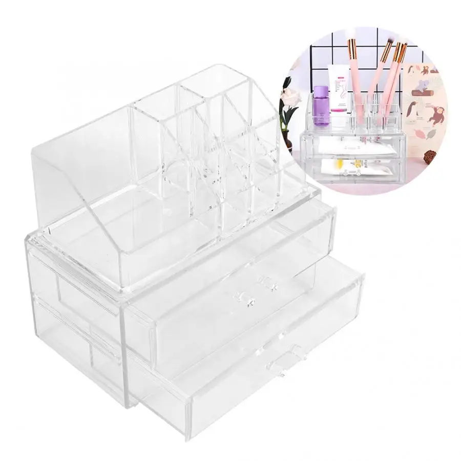 portable Transparent Cosmetic Storage Case Drawer Type Lip stick Toner Lotion Holder Display Stand Makeup Container Organizer | Красота и
