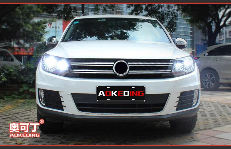 Фары для автомобиля VW 2013- Tiguan DRL дневные ходовые огни головная лампа светодиодный Биксеноновая лампа Противотуманные фары тюнинг автомобильные аксессуары