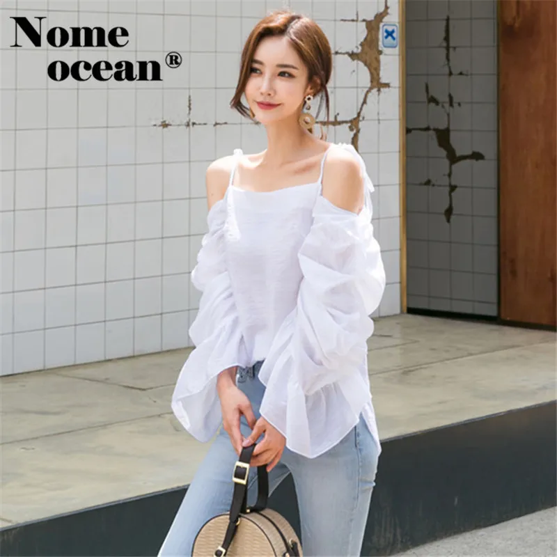 Милые Лоскутные шифоновые блузки с рюшами топы открытыми плечами женские белые