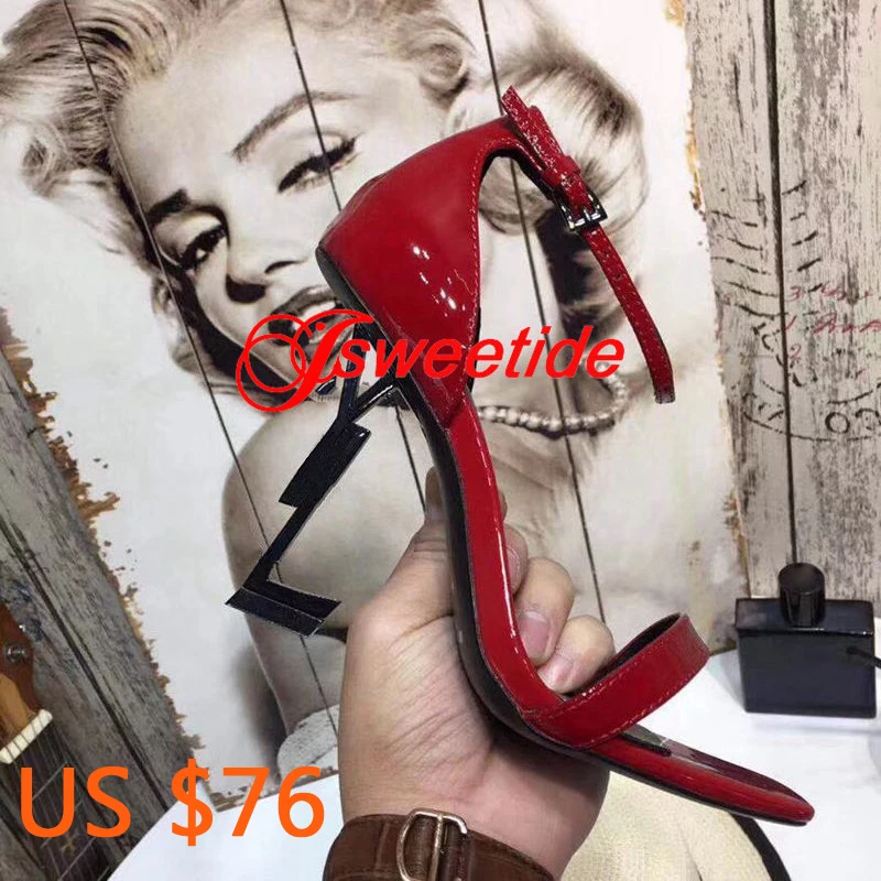 A1 Fashion Patent leather Sandals Women Genuine Leather Strap Heels Woman Handmade High Quality Lady Wedding Party Sandals Shoes - Цвет: A1