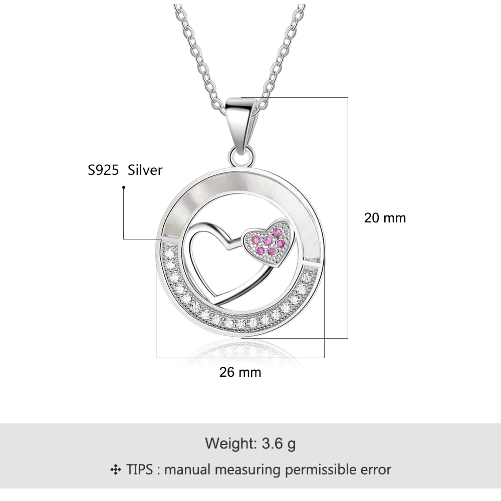 Романтический 925 пробы серебряная подвеска сердце Цепочки и ожерелья с