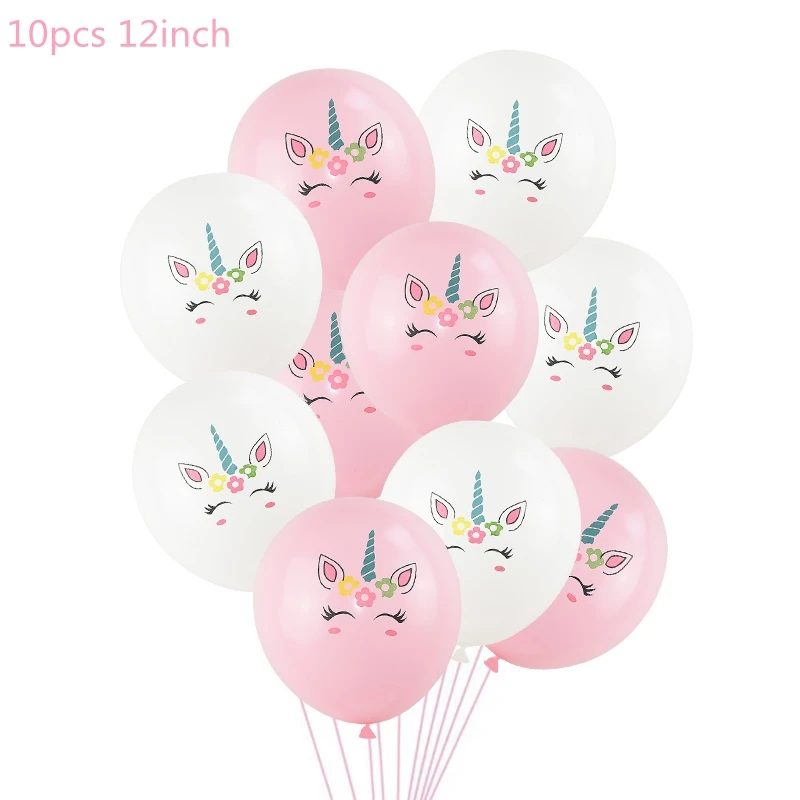 10pcs C 1 комплект праздничные шарики с единорогом на день рождения, Балон, единорог, украшение, латексный воздушный шар "Конфетти", украшение для дня рождения, Детские шары - Цвет: 10pcs C