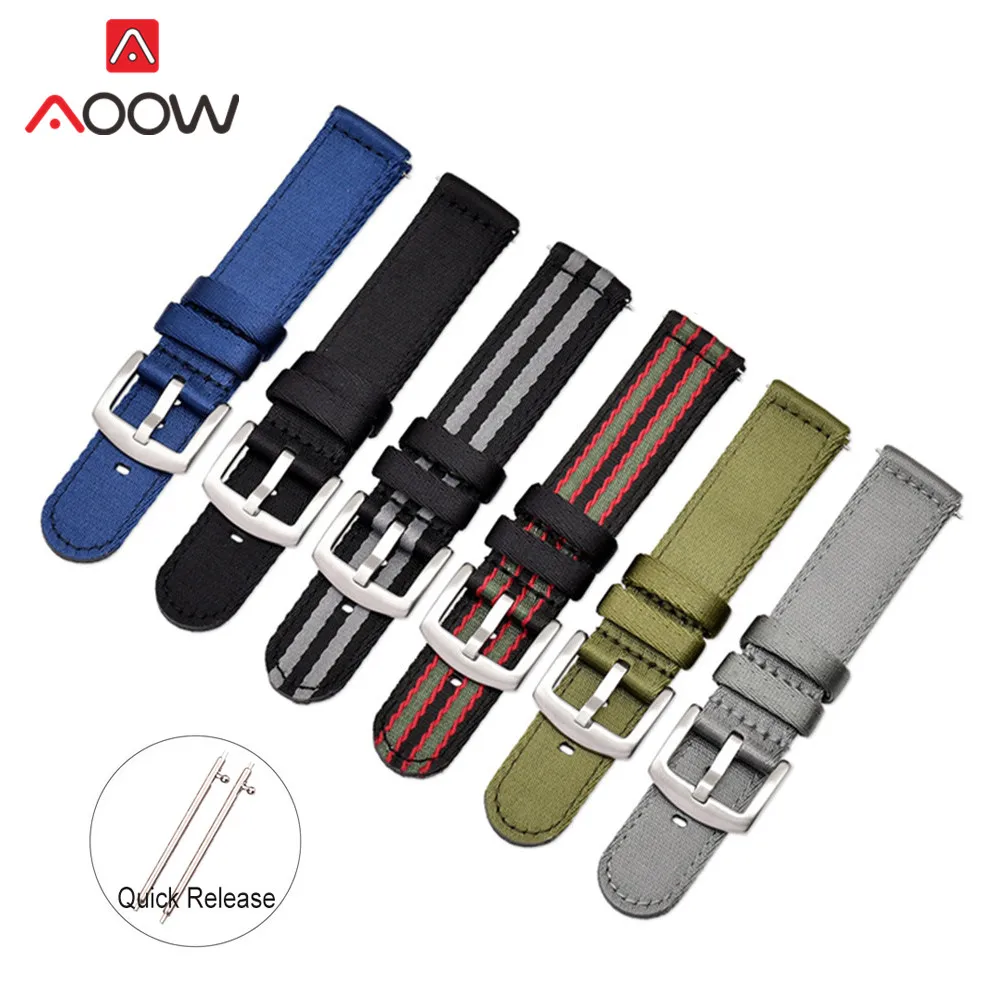 Нейлоновый ремешок 18 мм 20 мм 22 мм 24 мм для samsung Galaxy Watch Active2 40 мм 44 мм gear S2 Active2 huawei холст ремешок для часов браслет