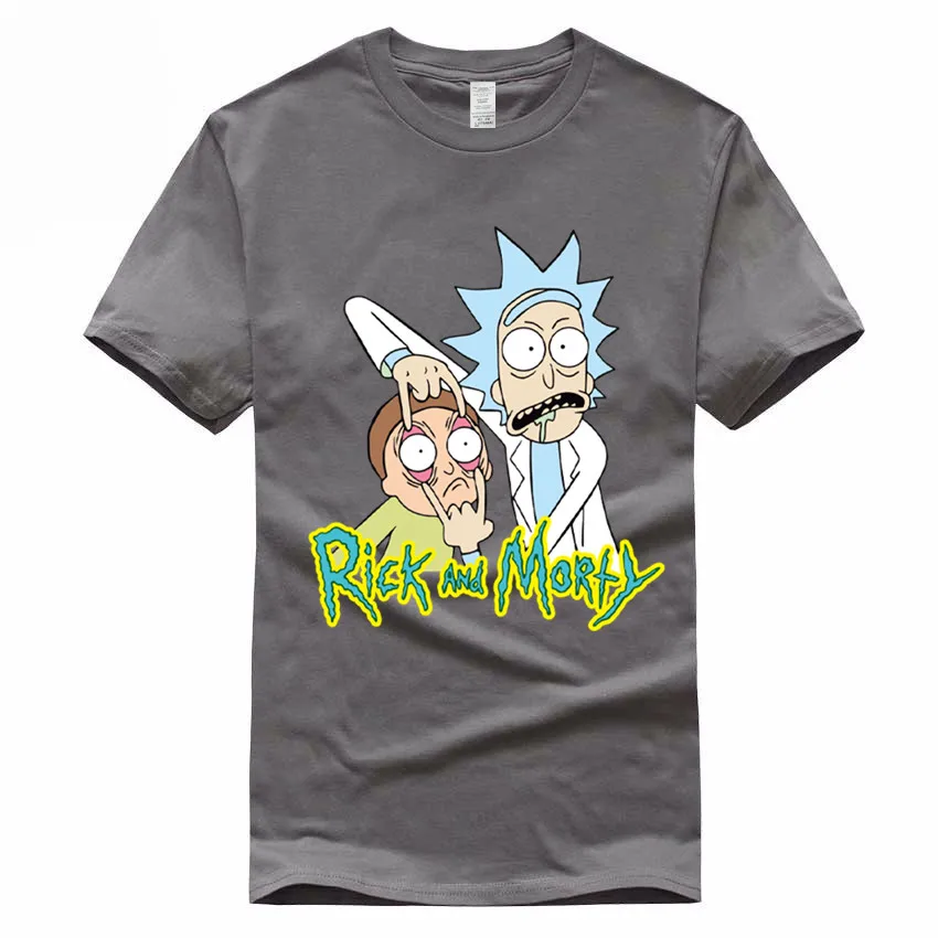 Евро размер 100% хлопок Мужская Аниме Рик и Морти печать футболка 2017 Лето Новое