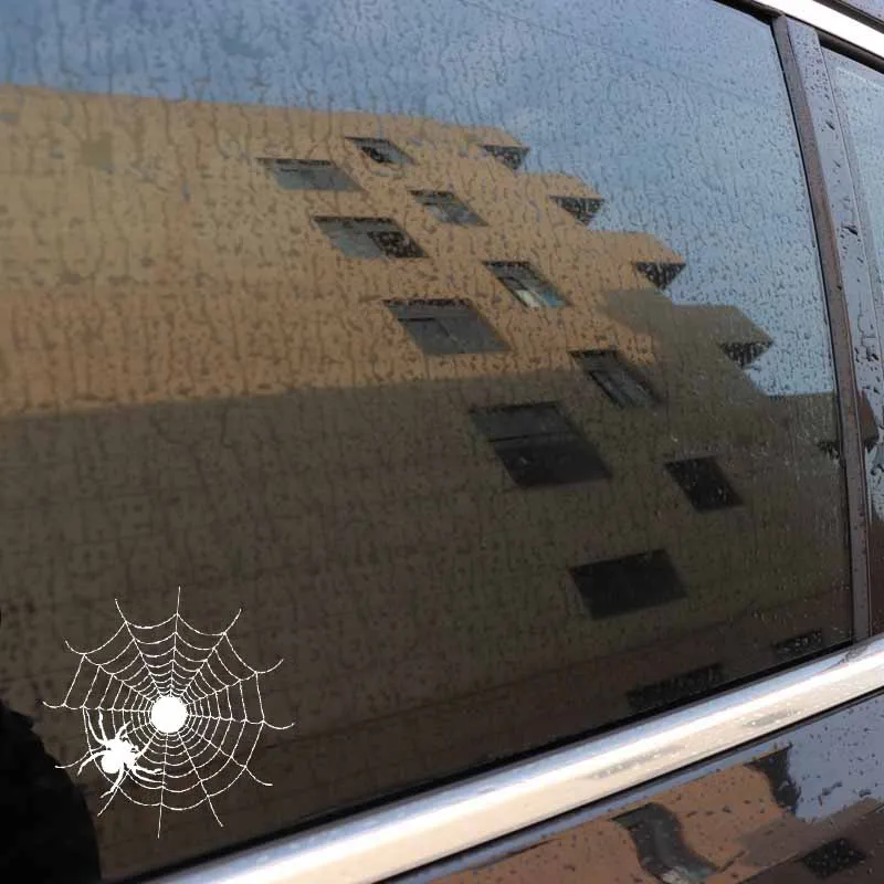 YJZT 14.6CM*14.6CM Hollowed Out Spider And Cobweb Cool Vinyl Decal Car Sticker Delicate Black/Silver C19-0706 |