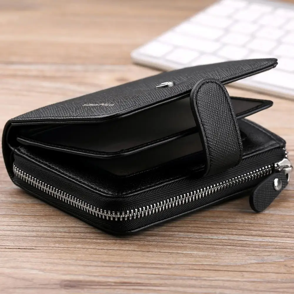 Мужской кошелек гармошка WilliamPOLO короткий из натуральной кожи с застежкой на