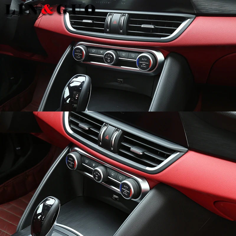 Для Alfa Romeo Giulia авто-Стайлинг ABS хромированный центр Кондиционер Регулировка рамка отделка наклейки аксессуары