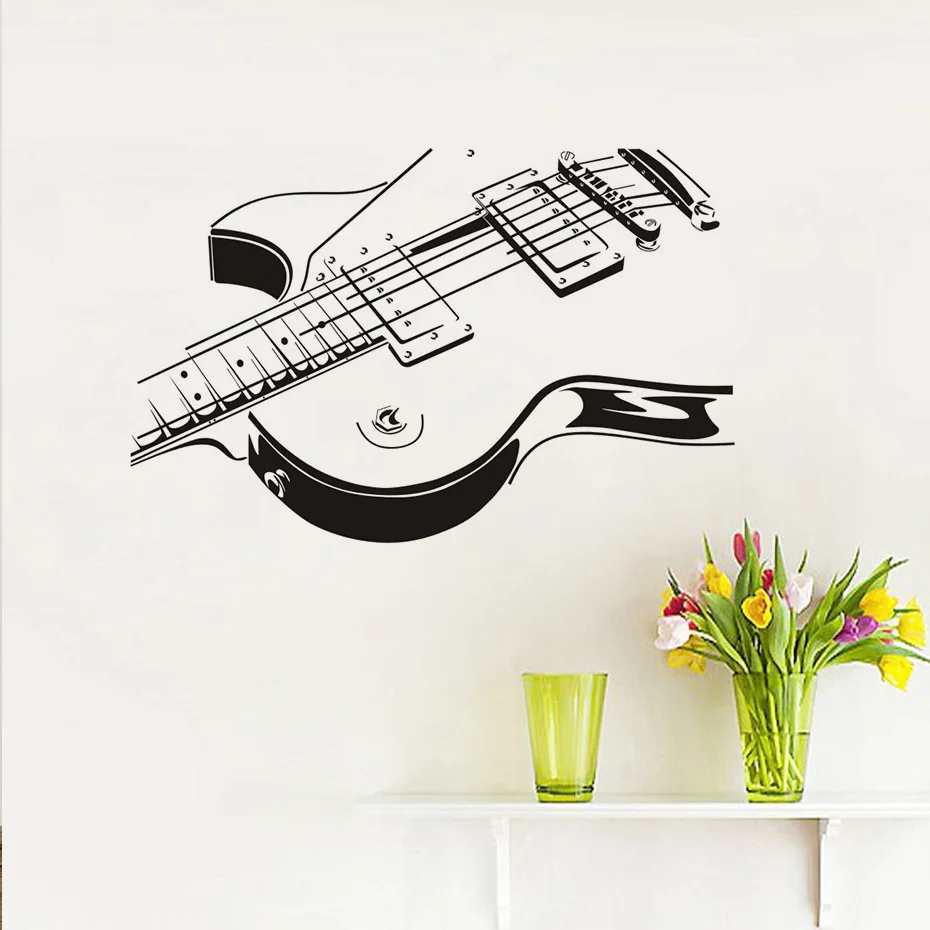 Электрогитара Diy настенные наклейки выдалбливают дизайн гостиной фон Декор