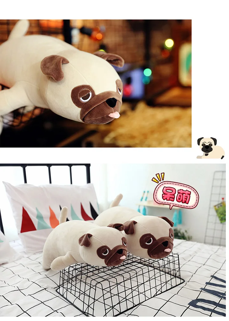 Новые милые животные Kawaii собака кукла подушка для сна подарок на день рождения ребенок девочка мягкий, укачивающий Мопс Stuffedl 55 см